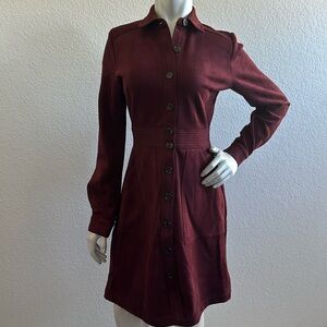 NWT A Loves A Faux Suede Button Front Long Sleeve Mini Shirt Dress